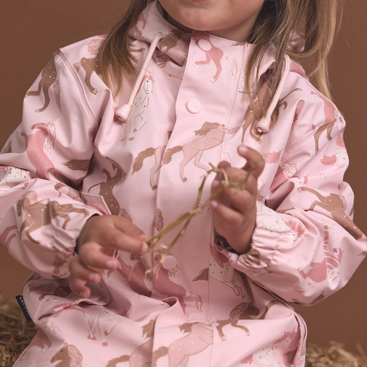 Crywolf Blush Ponies jacket on model close up view