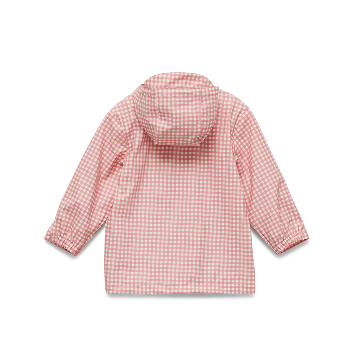 Crywolf Play Jacket Rose Gingham kids rain jacket back view