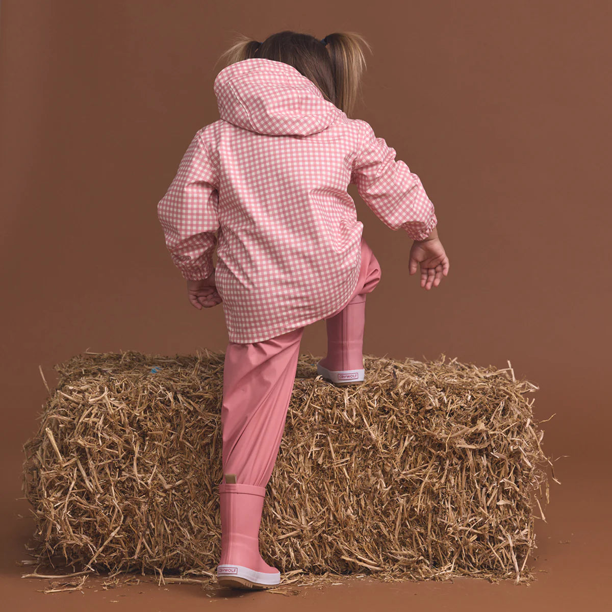 Crywolf Play Jacket Rose Gingham on model back view