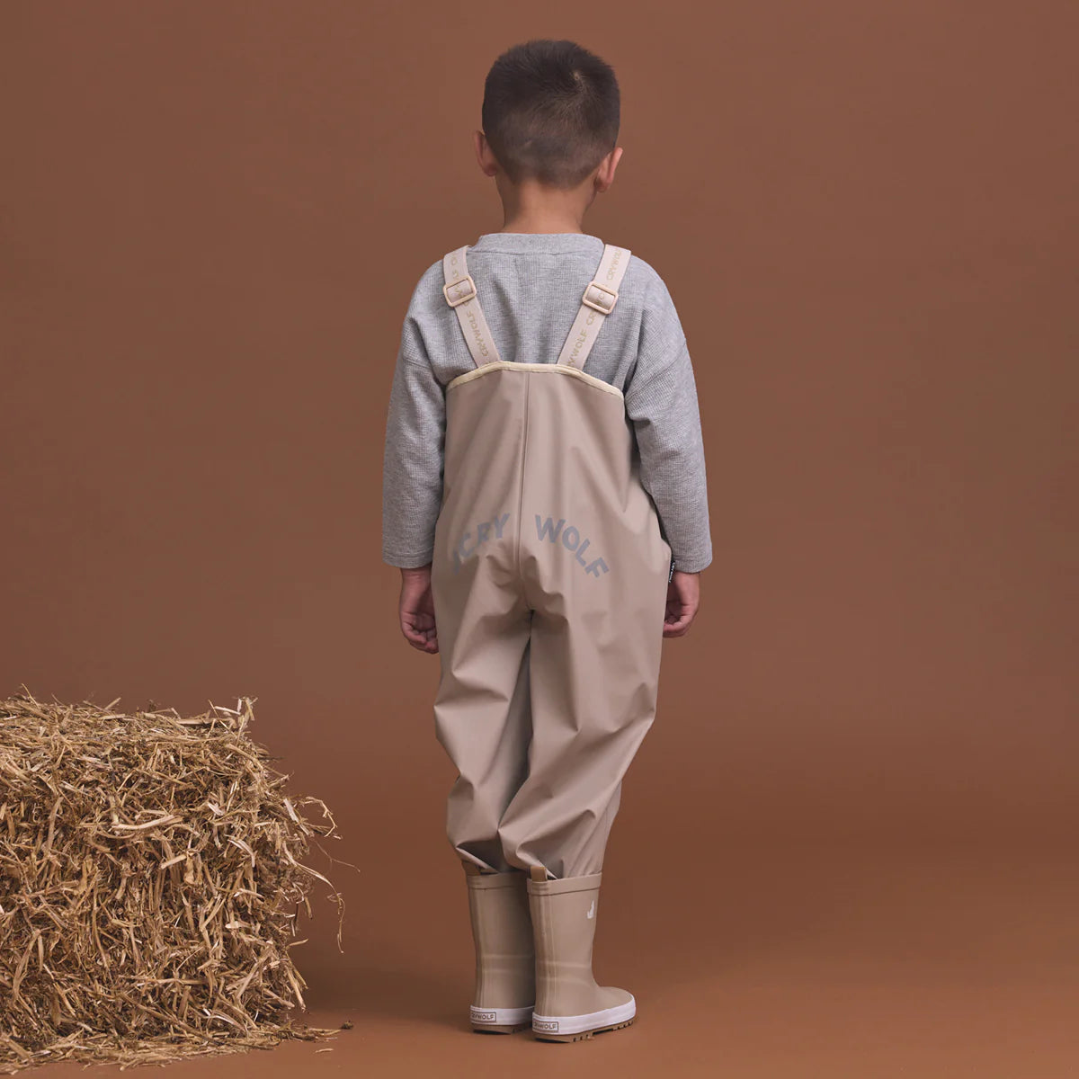 Crywolf Rain Overalls Ash on model back view