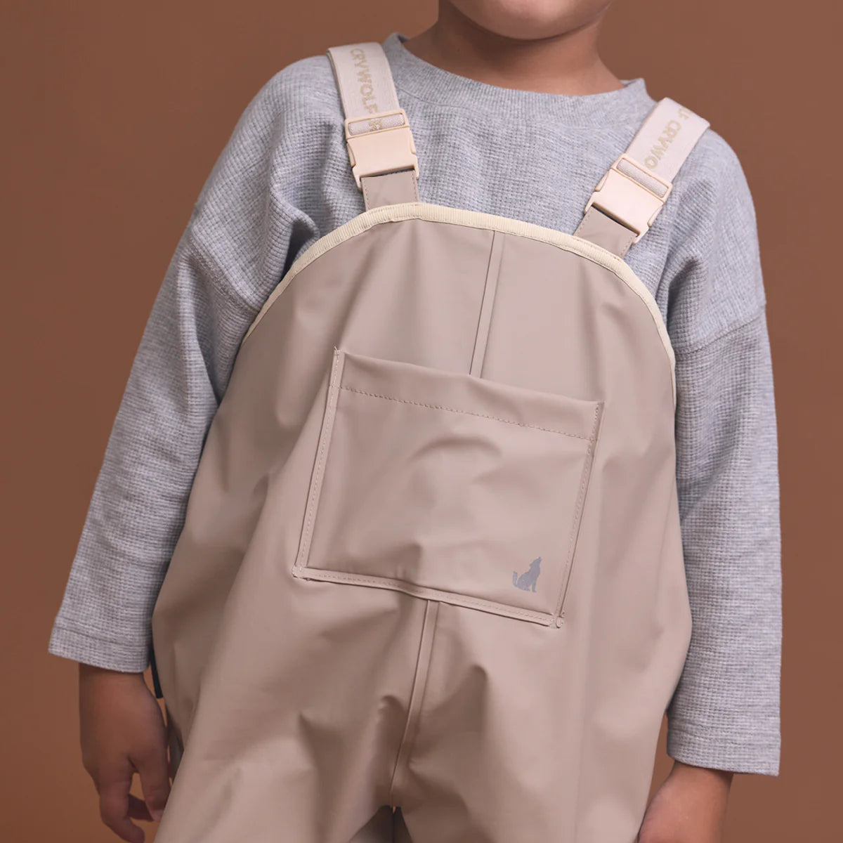 Crywolf Rain Overalls Ash bib front detail