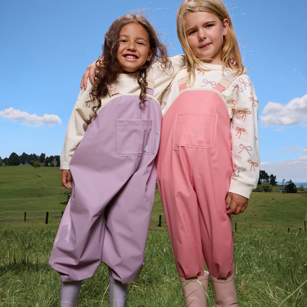 Crywolf Rain Overalls Rose on model front view