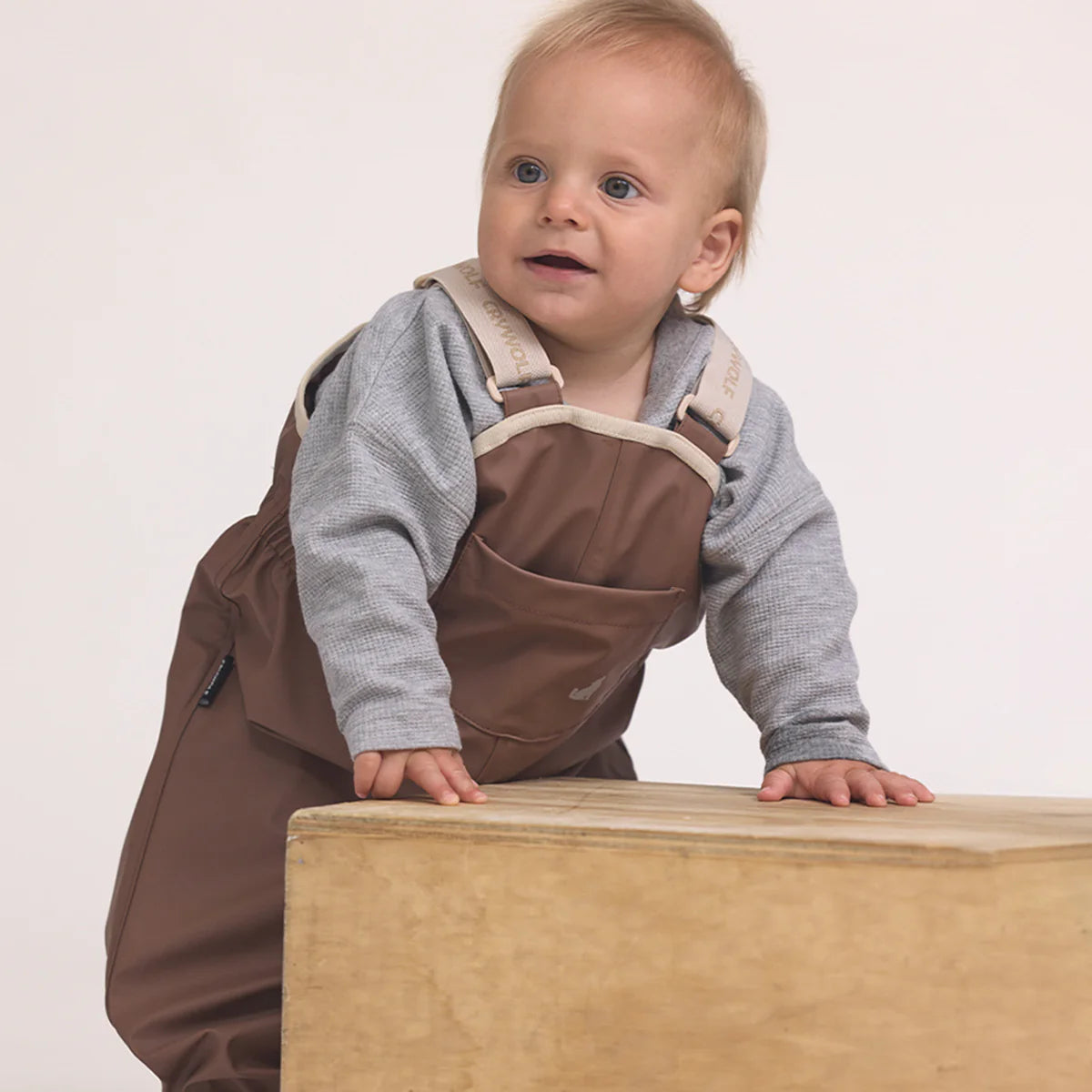 Crywolf Baby Wander Overall Pinecone on model front view