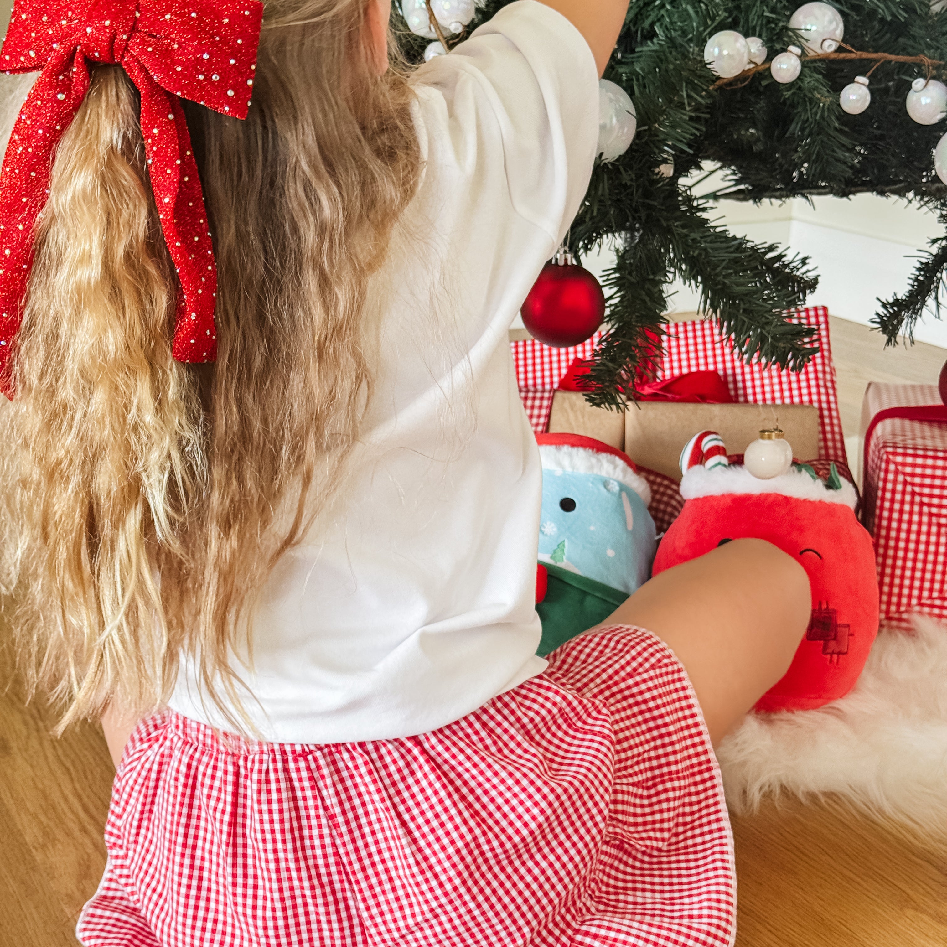billy mae gingham cherry red frill shorts now available at White Fox & Co