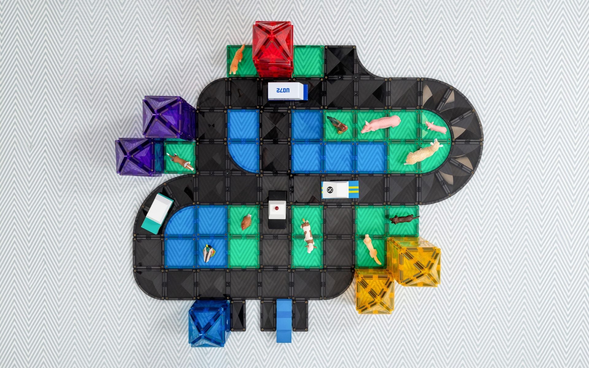 Connetix Creative Roads Pack – 48 Piece Magnetic Tile Set | White Fox & Co