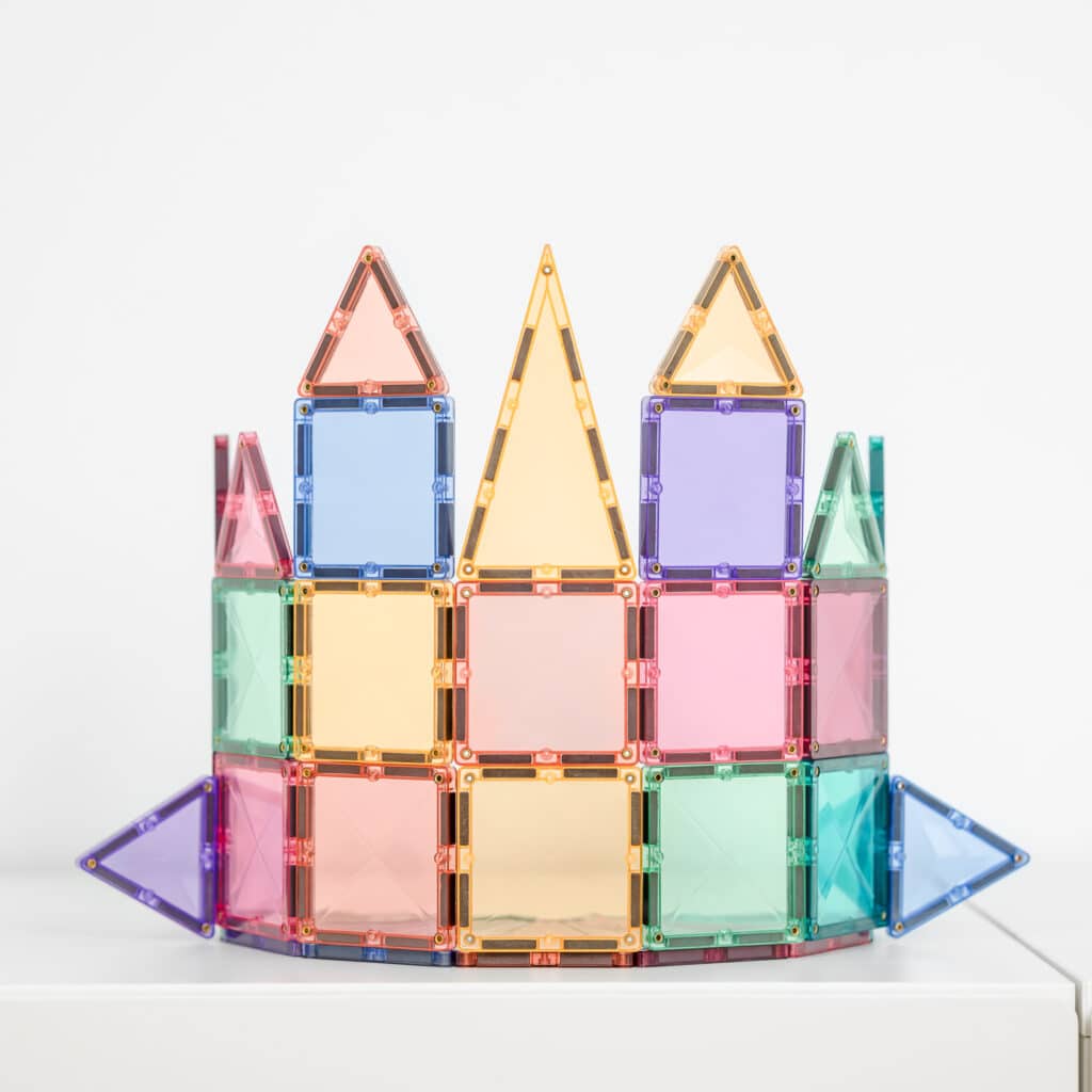 Creative 3D build using Connetix Pastel Mini Pack magnetic tiles