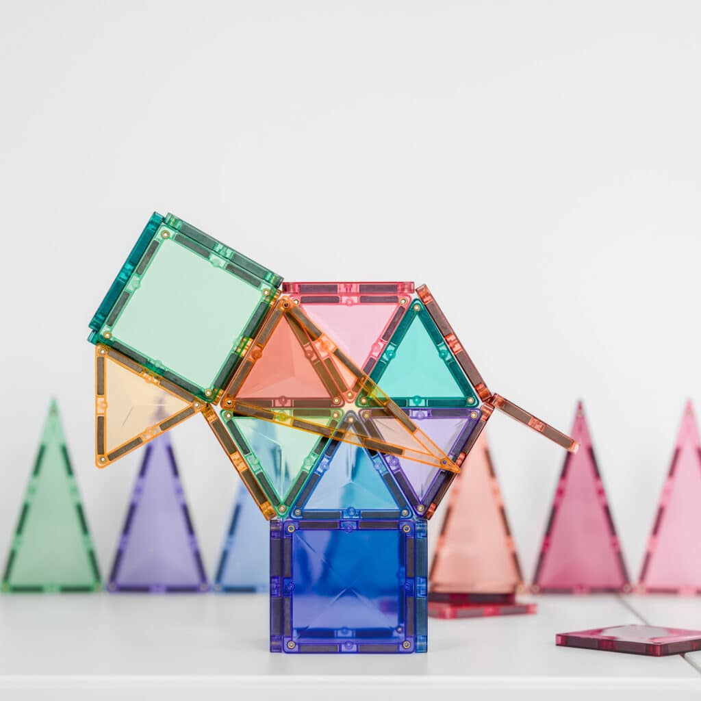 Creative 3D build using Connetix Pastel Mini Pack magnetic tiles