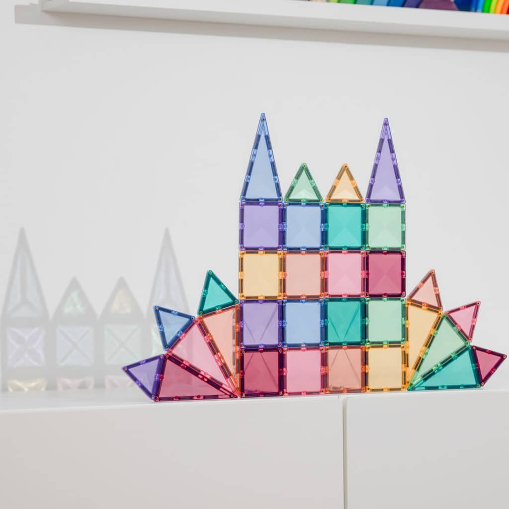 Creative 3D build using Connetix Pastel Mini Pack magnetic tiles