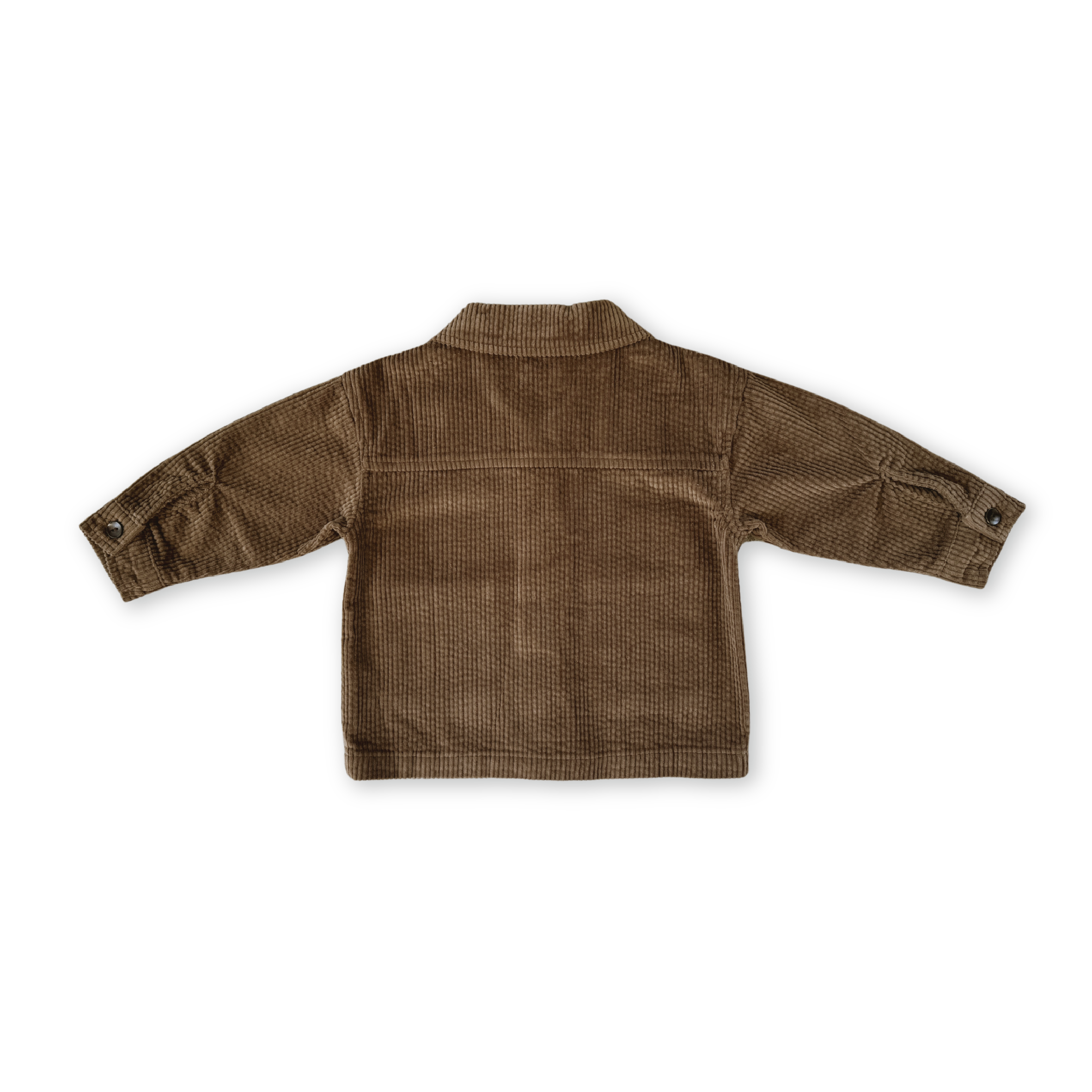 Organic cord shirt jacket in espresso colour, back view