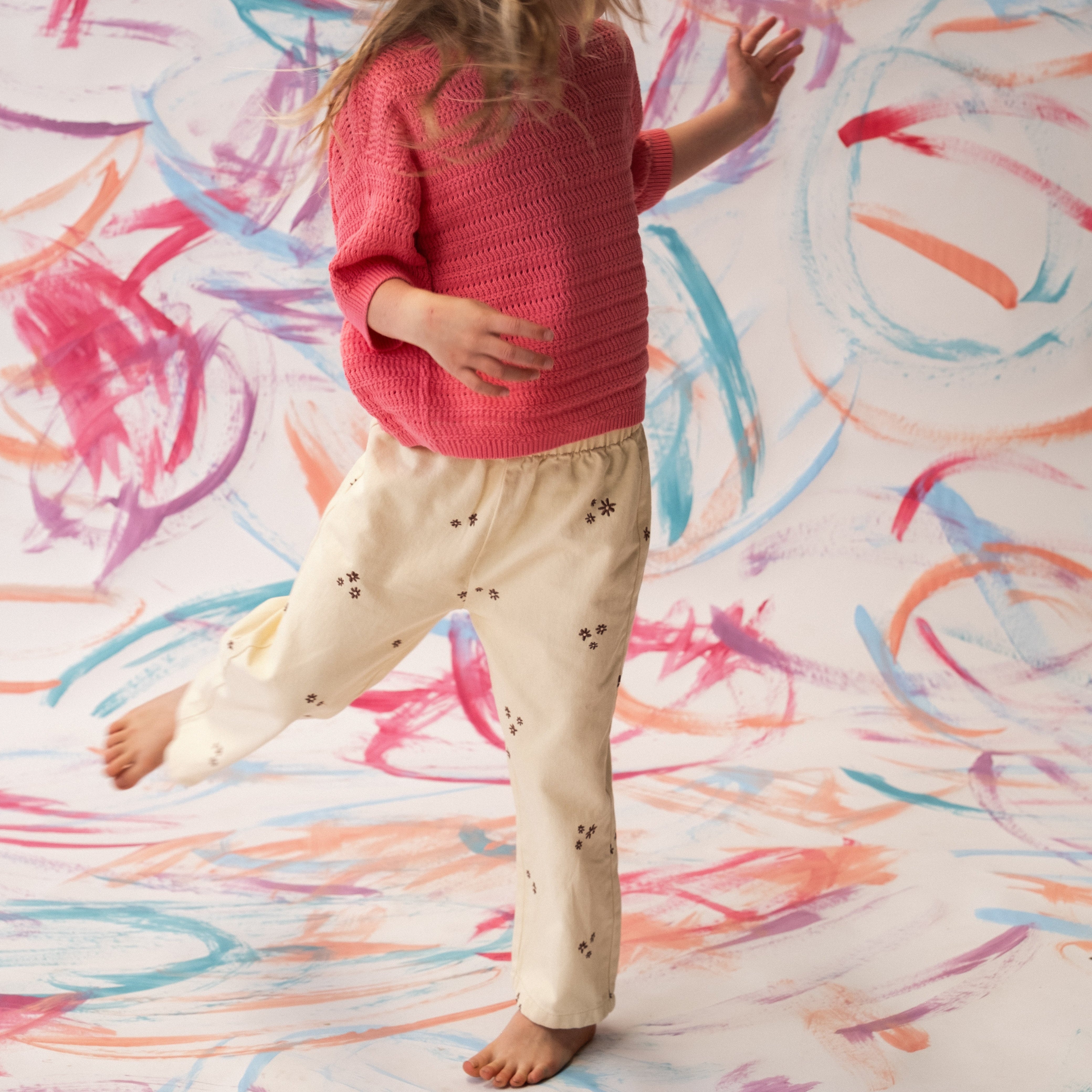 Close-up of organic denim fabric texture in Milk