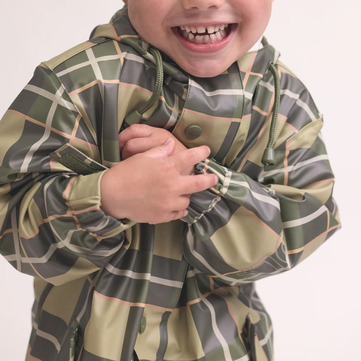 Crywolf Field Plaid jacket on model close up view