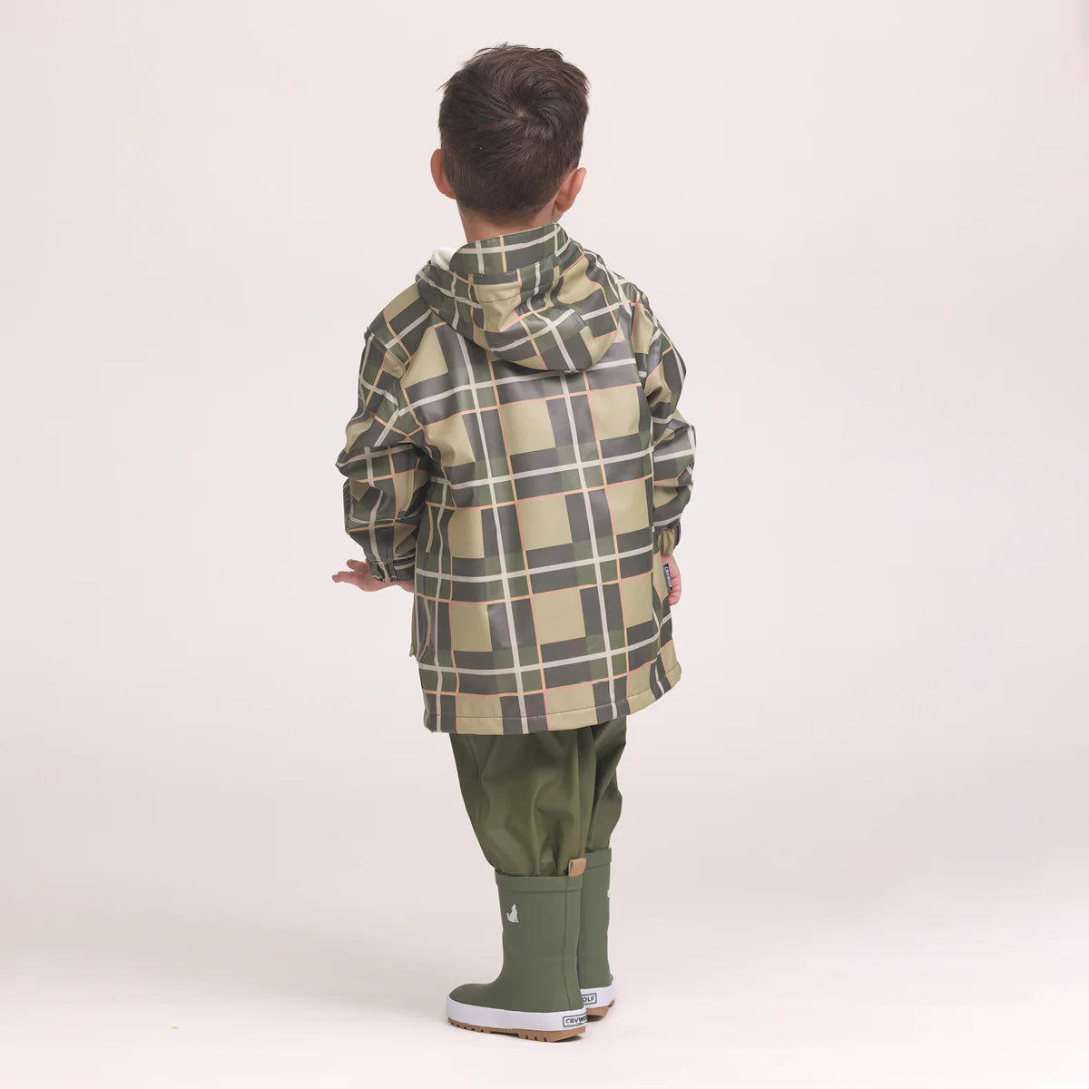 Crywolf Field Plaid waterproof kids jacket back view