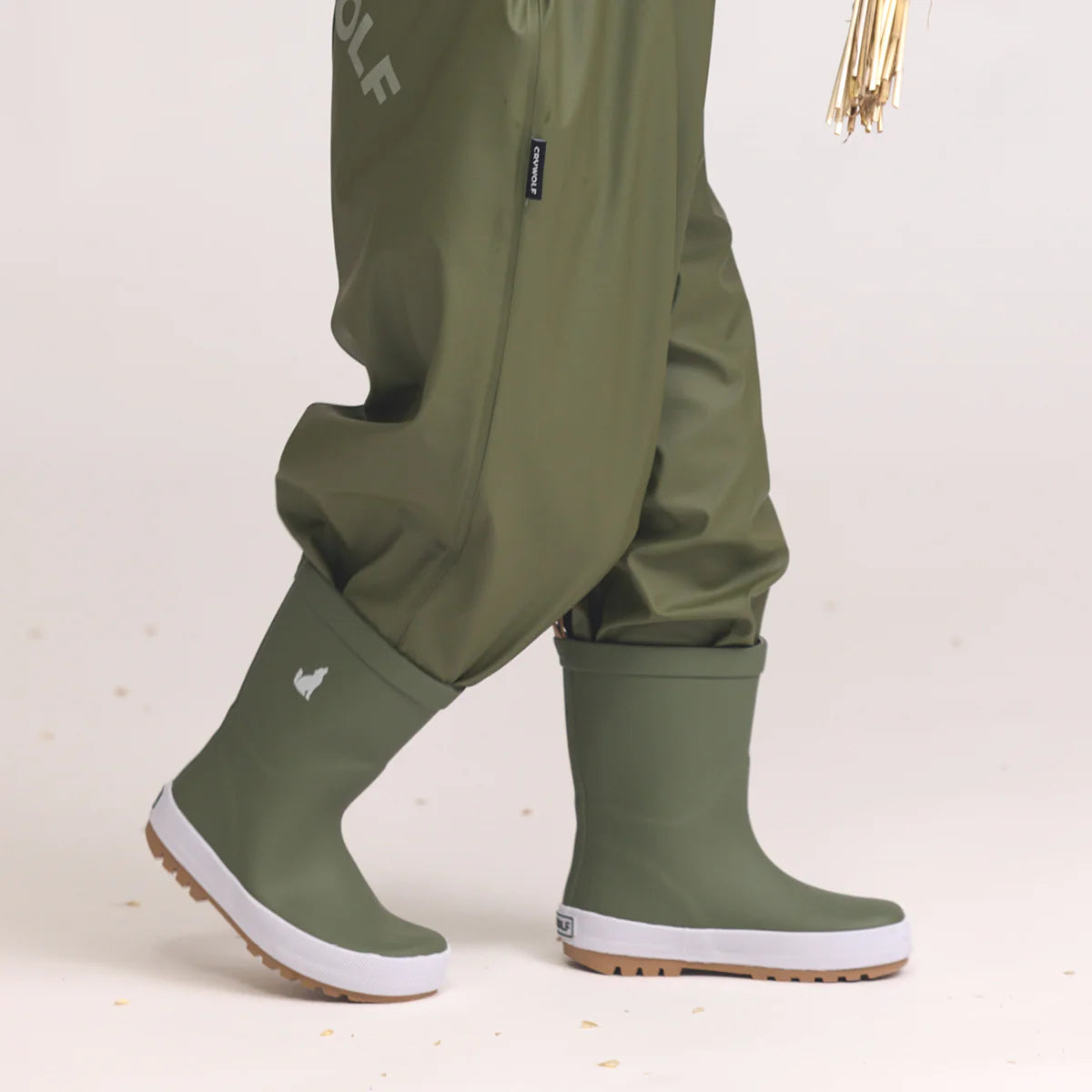 Crywolf Rain Boots Olive side view on model