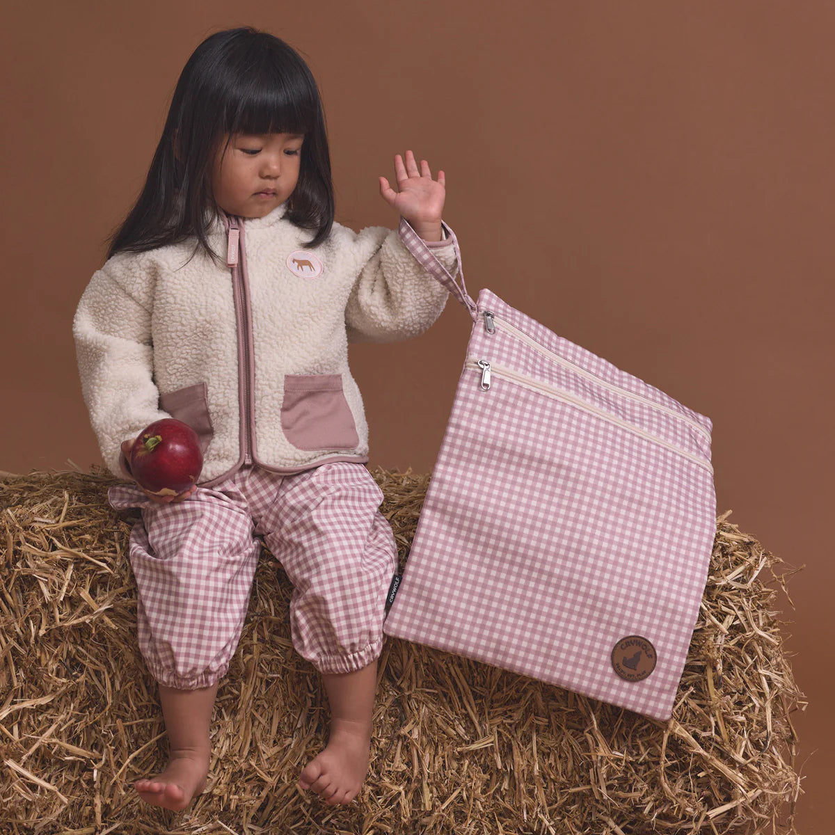 Crywolf Wet Bag gingham front view with model