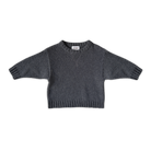 Grown merino wool kids jumper charcoal chunky knit detail
