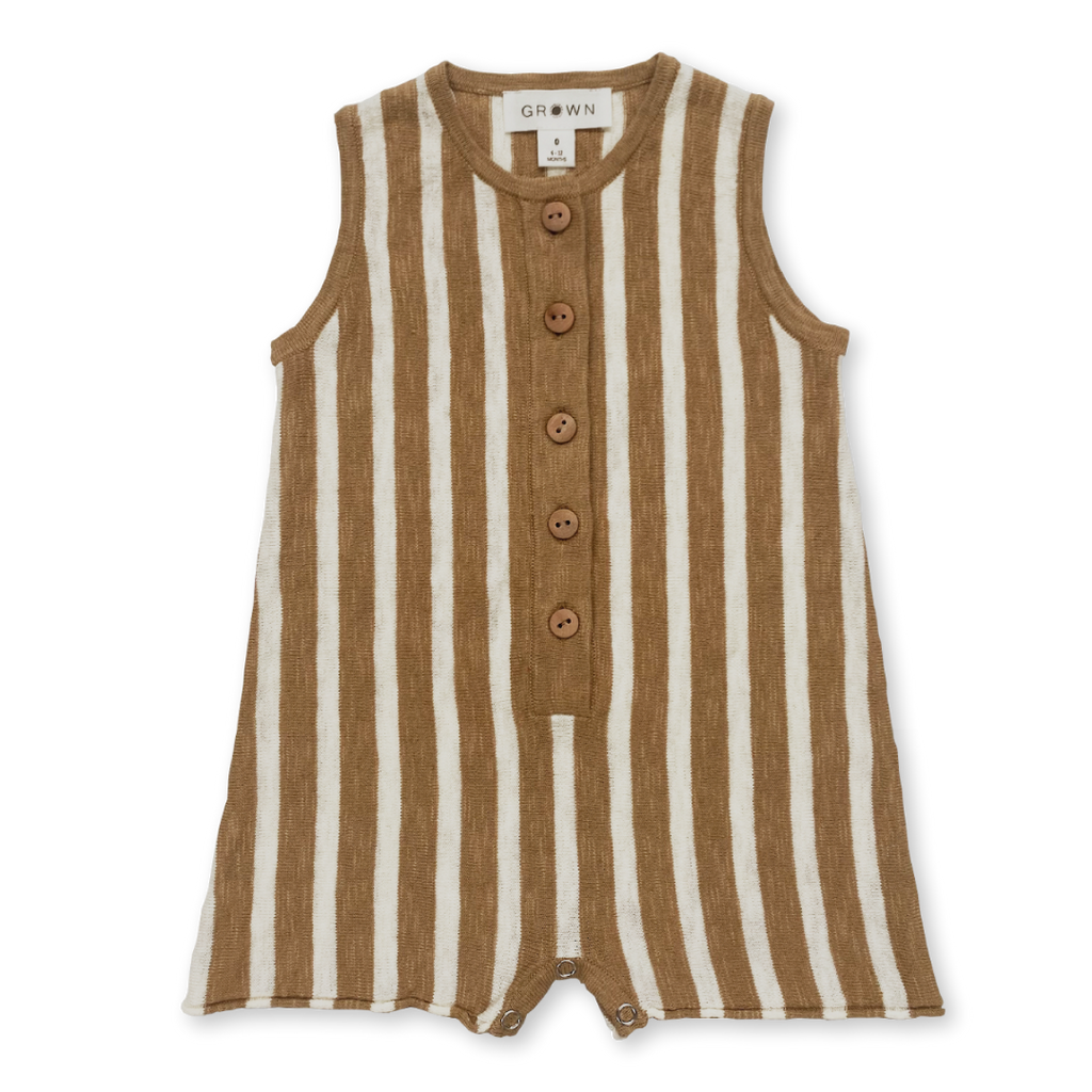 Grown | Striped Linen Playsuit | Cedar | White Fox & Co