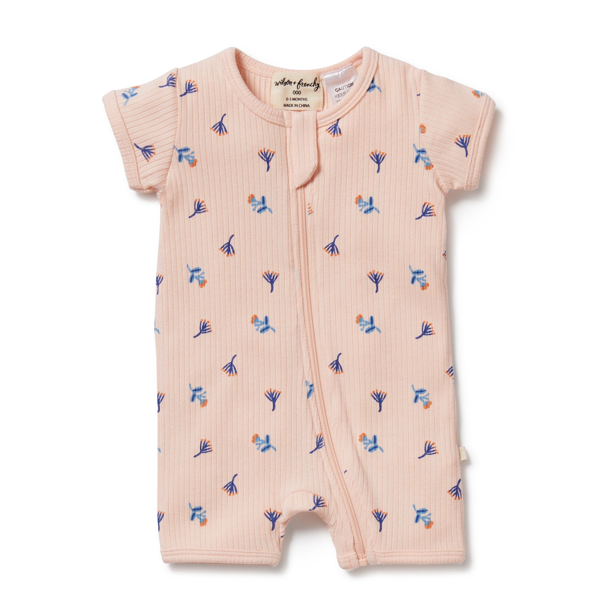 Wilson + Frenchy | Rib Zipsuit | Little Flower | White Fox & Co