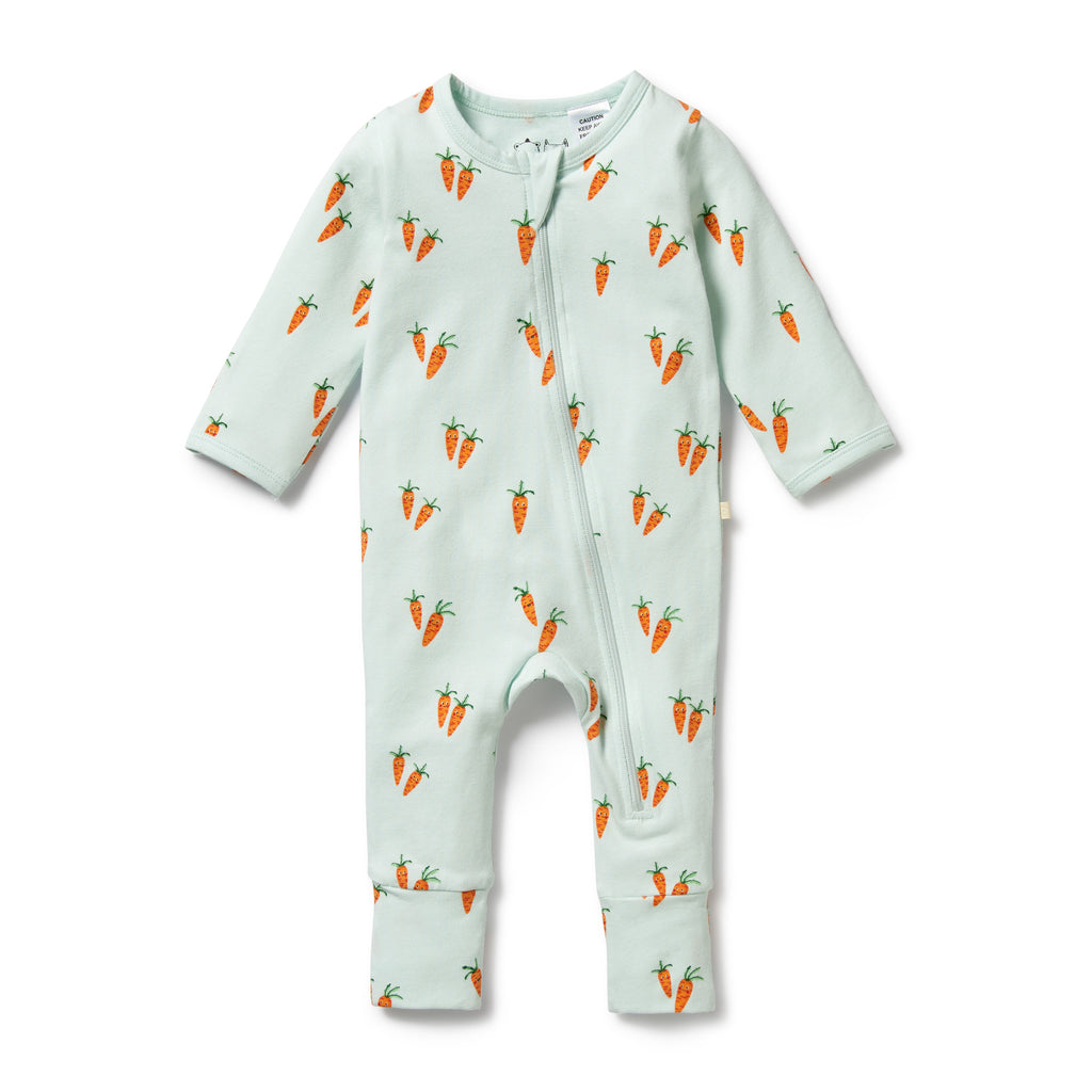 Wilson & Frenchy | Zipsuit with Feet | Cute Carrots | White Fox & Co