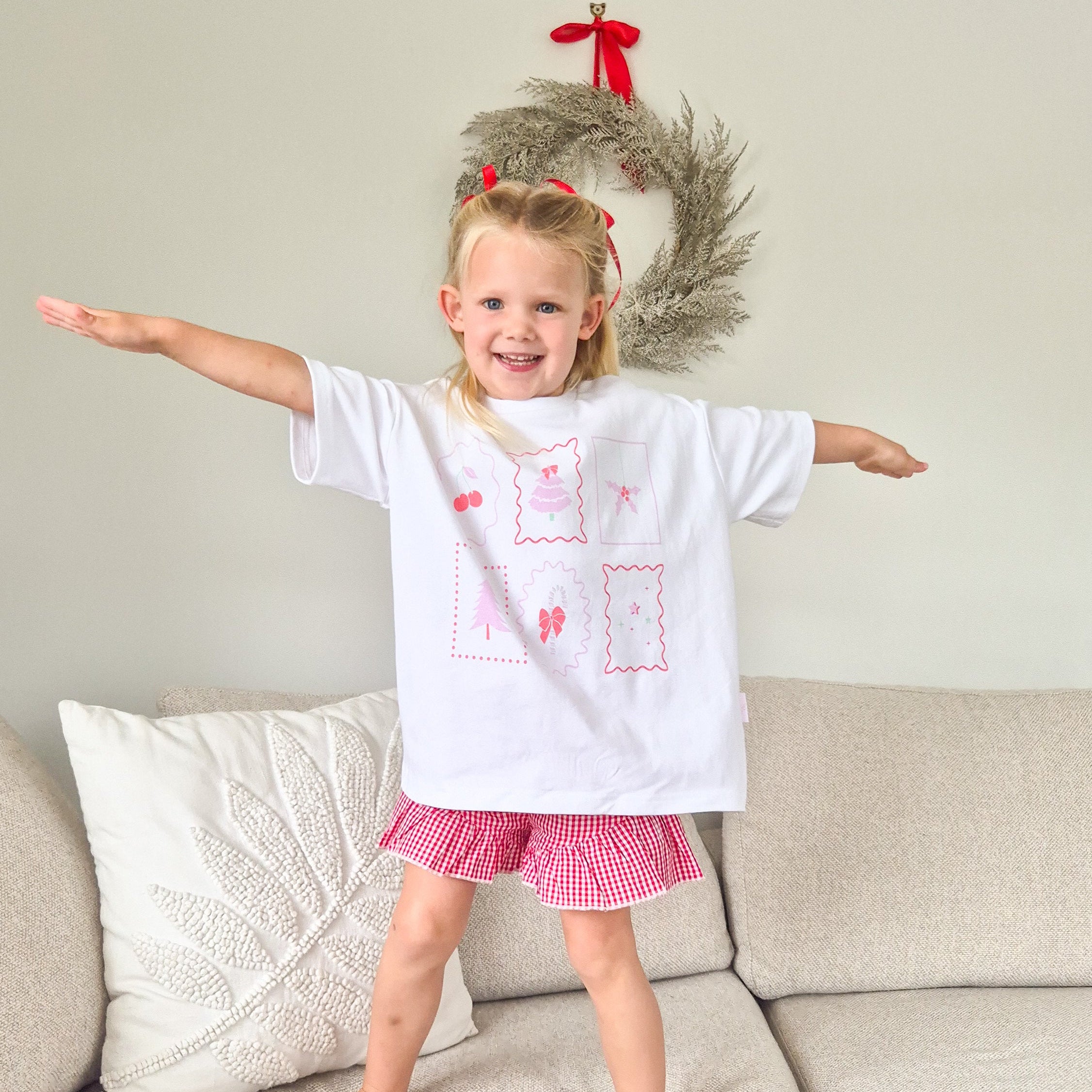 billy mae christmas icons teeshirt, oversized boxy fit.  Now available at White Fox & Co, Kerikeri NZ