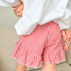 billy mae gingham cherry red frill shorts now available at White Fox & Co