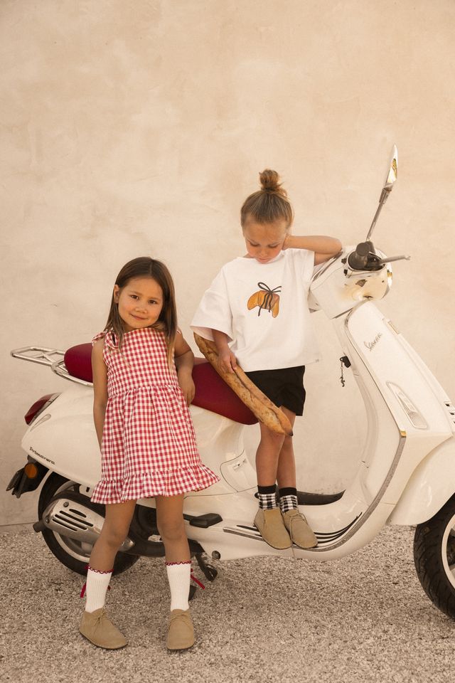 Cinnamon Baby girls gingham dress – soft cotton pre-order at White Fox & Co New Zealand