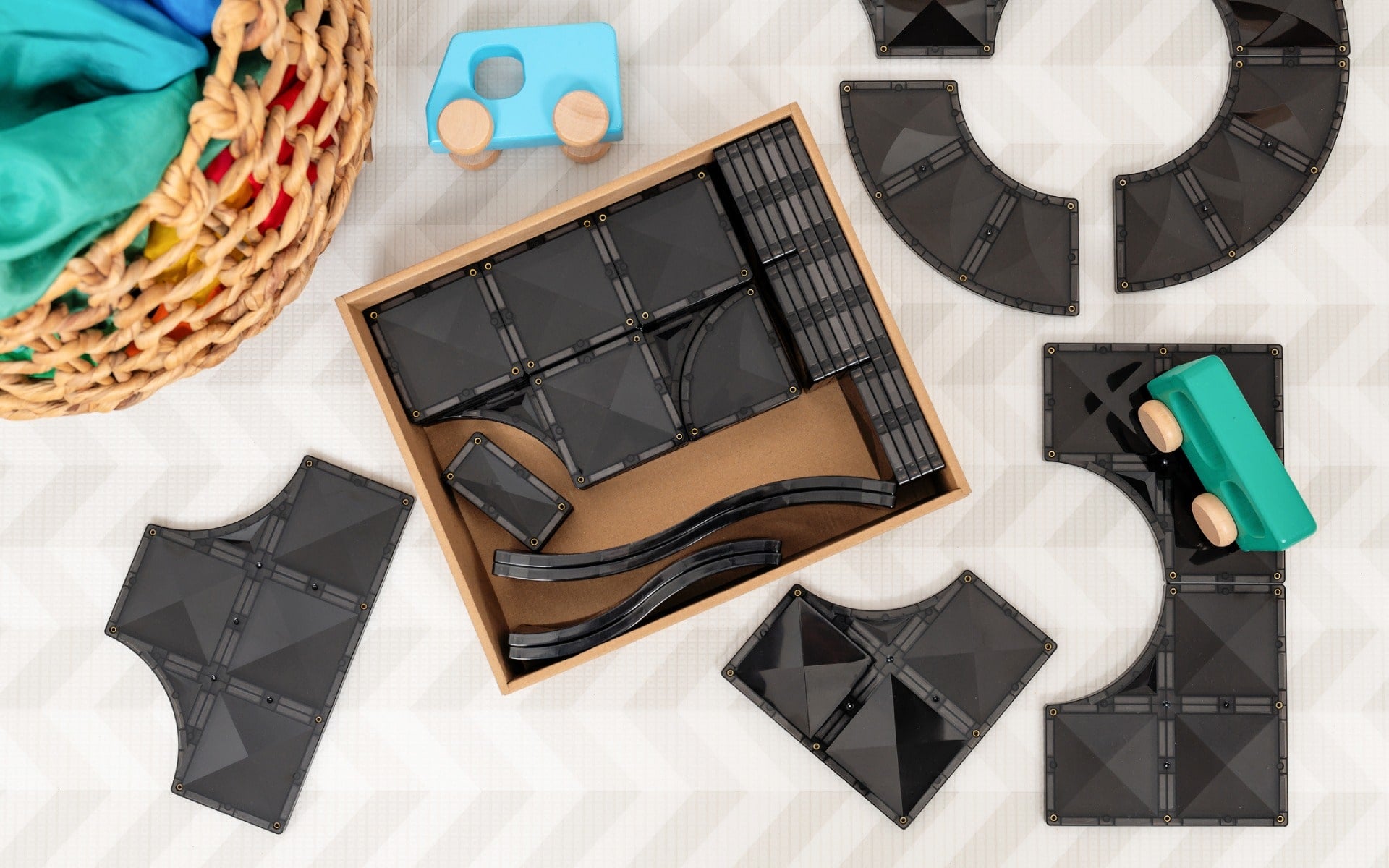 Connetix Creative Roads Pack – 48 Piece Magnetic Tile Set | White Fox & Co