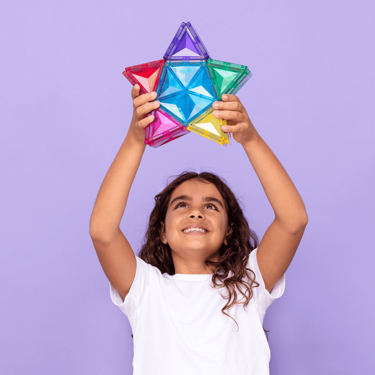Kids building with Connetix Light Star Pack 28pc – STEAM play and light exploration