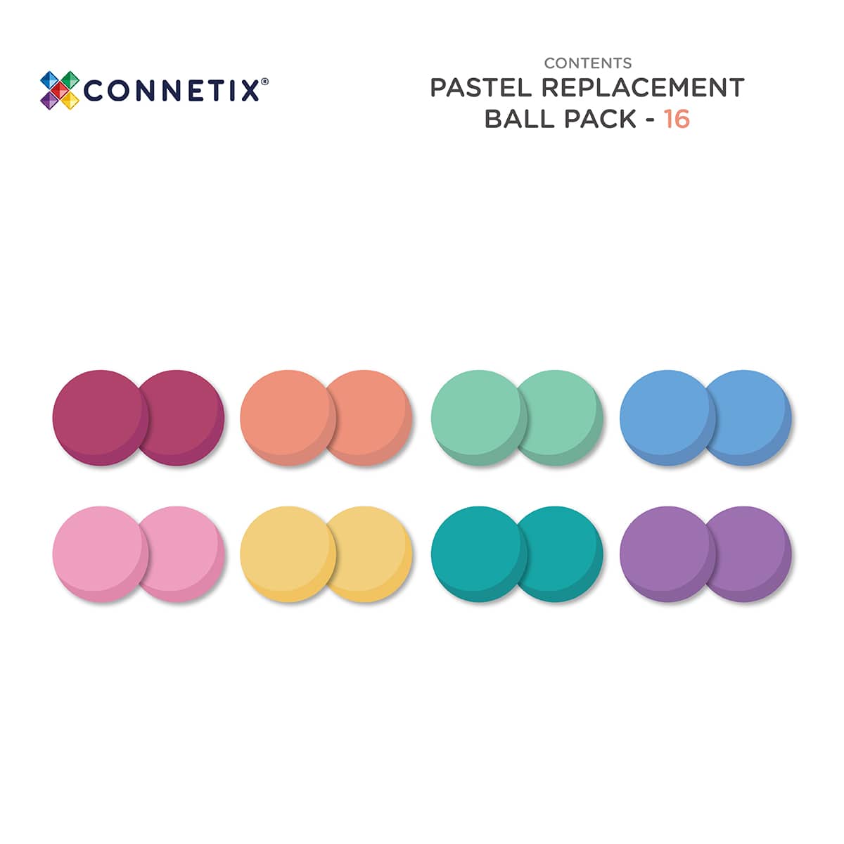 Connetix Pastel Ball Pack – 16pc magnetic ball set in rainbow pastel colours