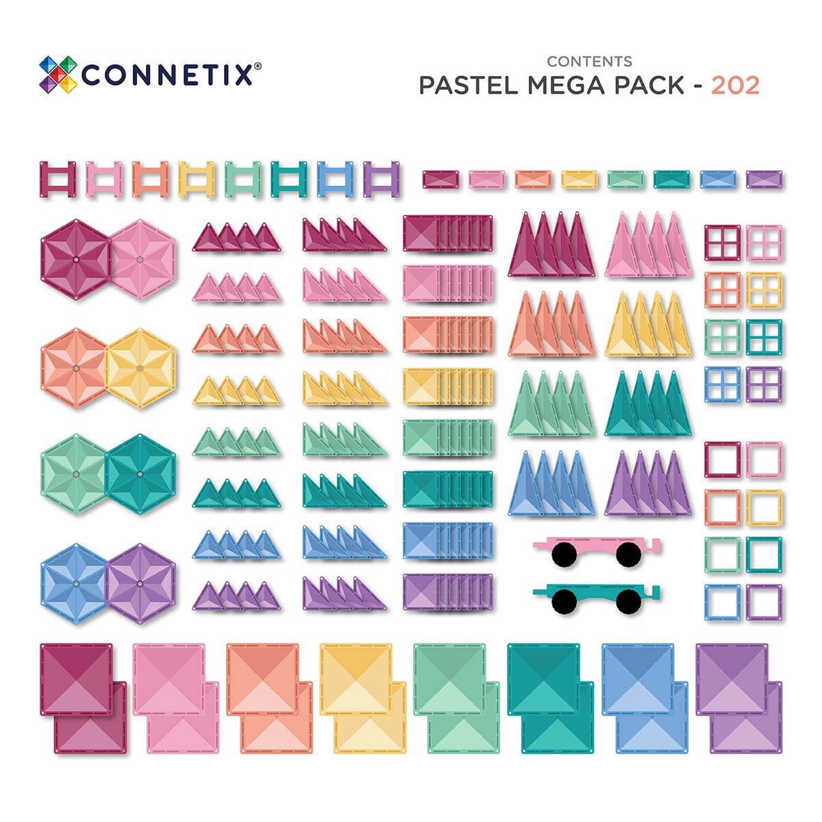 Connetix 202pc Pastel Mega Pack box – available online at White Fox & Co NZ