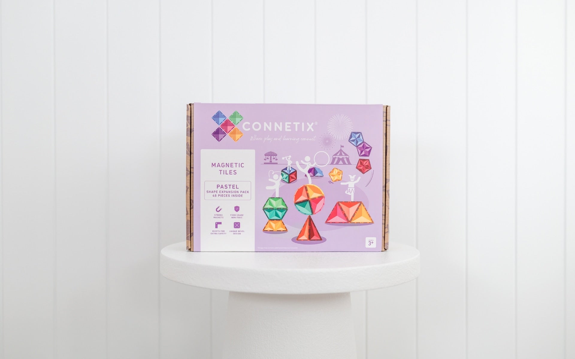 Connetix Pastel Shape Expansion Pack 48 Piece – Magnetic Tile Set in pastel colours