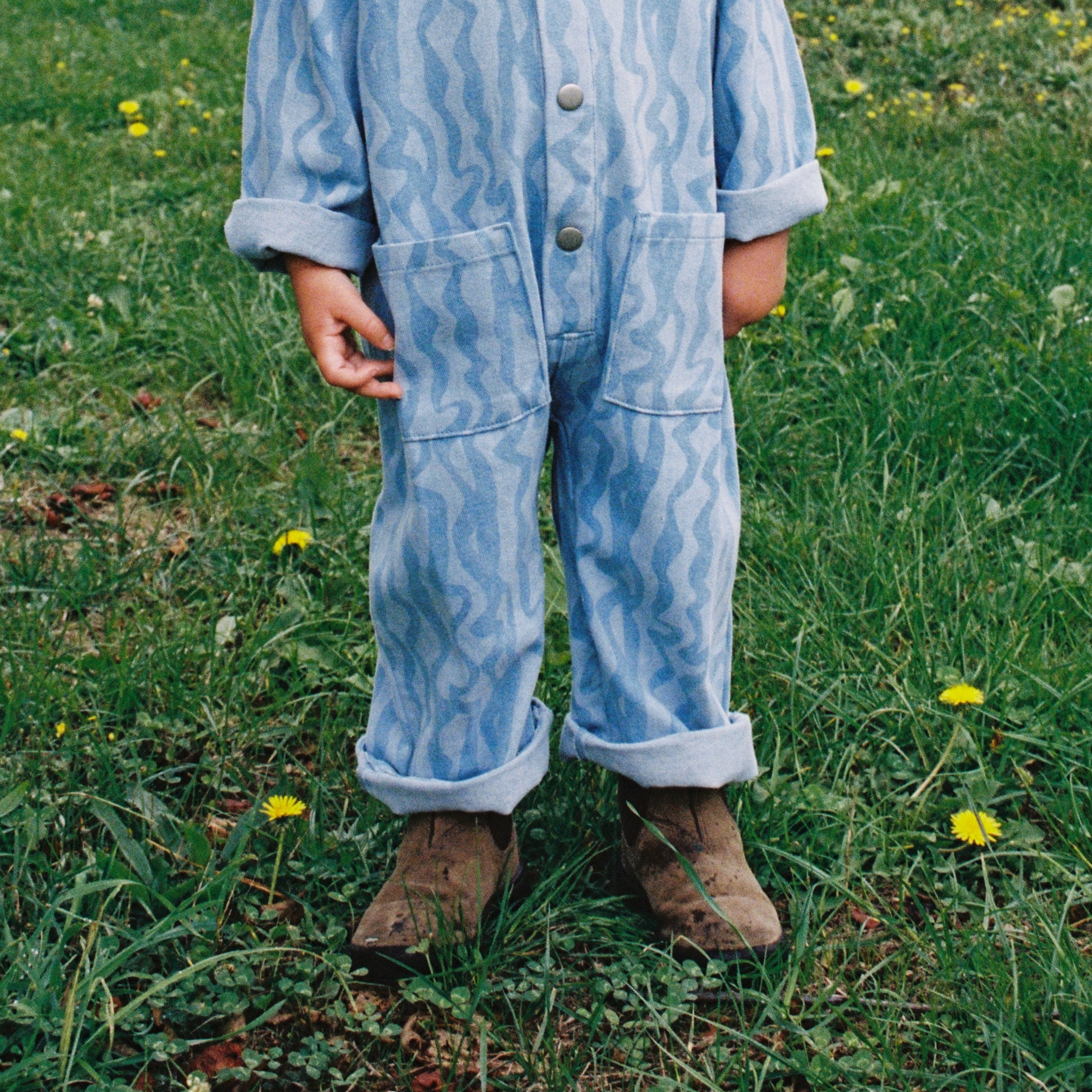 Grown Organic Flow Denim Boilersuit kids NZ