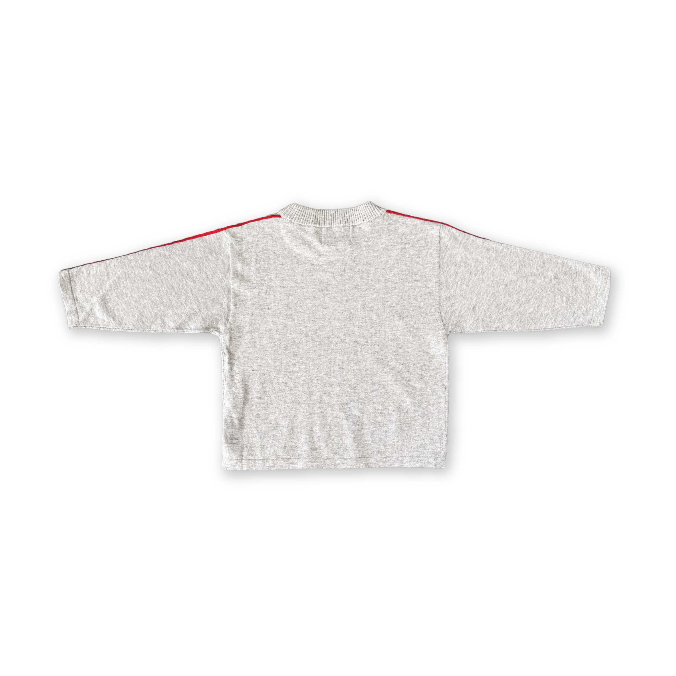 Organic long sleeve knit tee in grey marle, back view