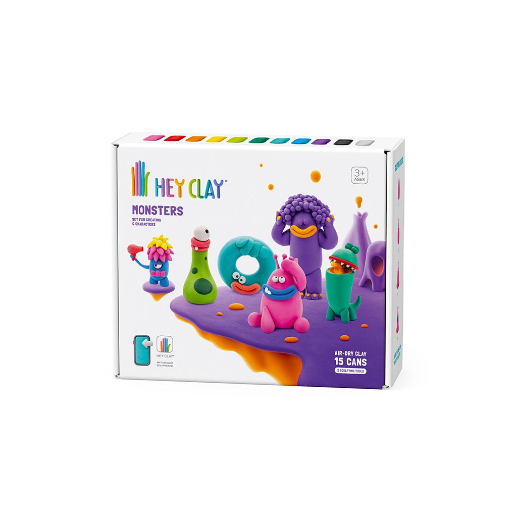 HEY CLAY Monsters play set packaging with colourful monsters 