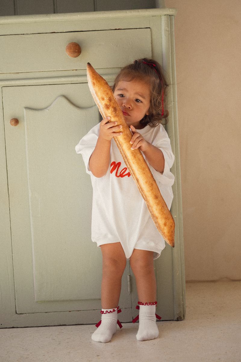 Merci Tshirt Romper by Cinnamon Baby exclusive to White fox & Co in nZ