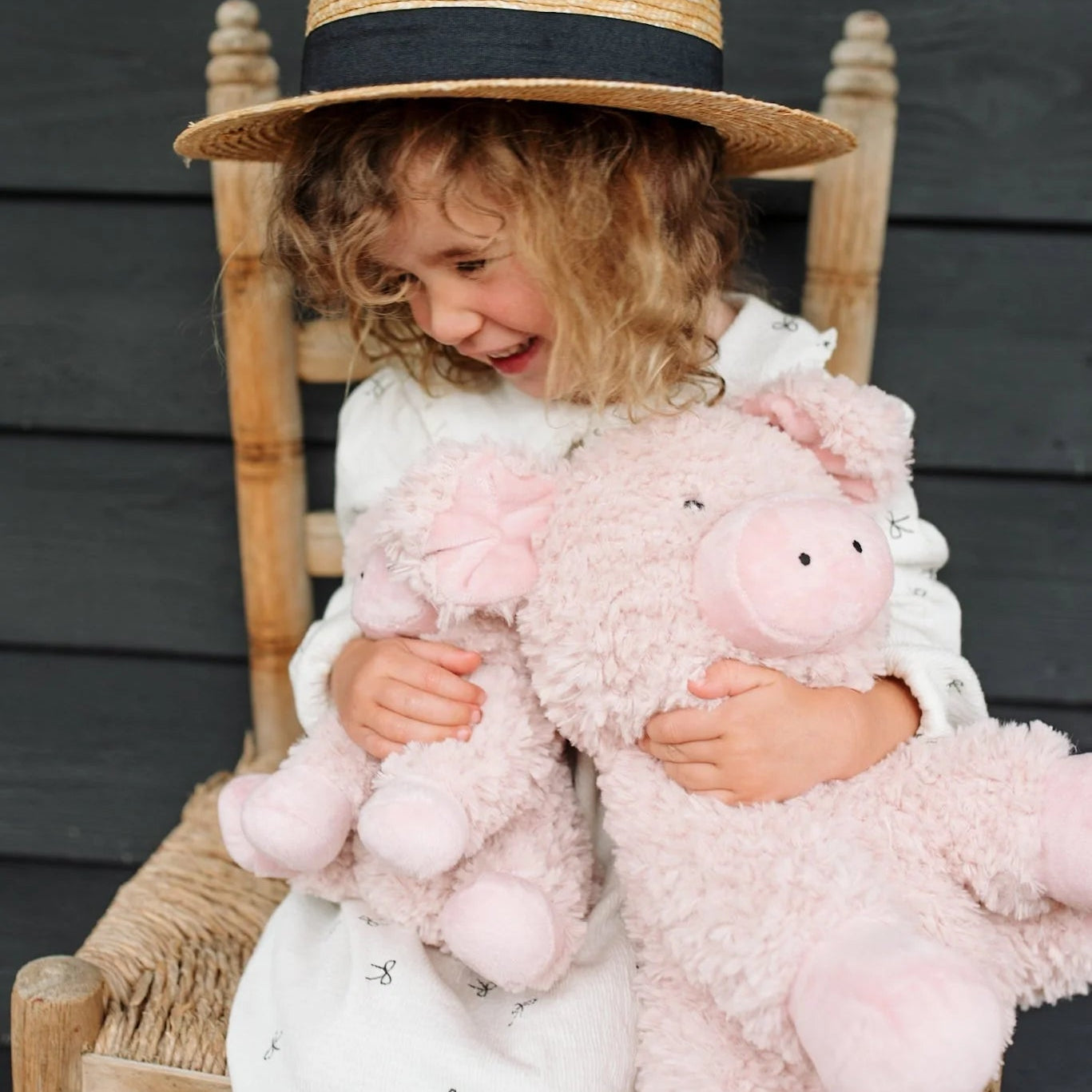 Close up of Big Poppy the Pig Nana Huchy plush details