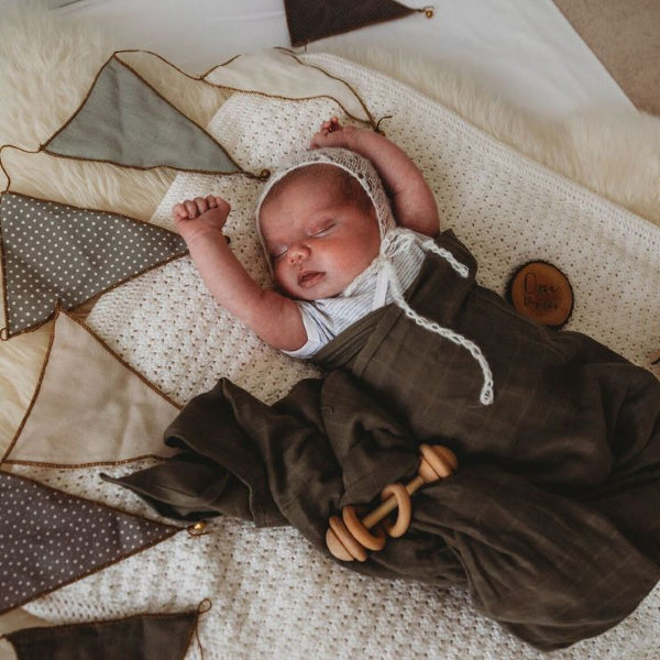 Snuggle Hunny Kids | Baby Swaddle Wrap | Dusty Olive | White Fox & Co